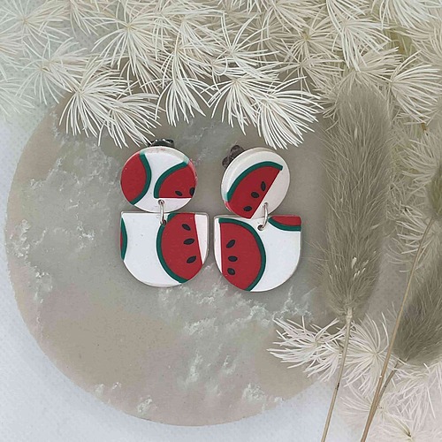 watermelon pattern earrings