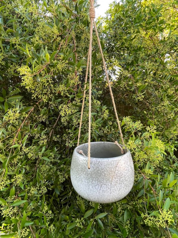 grey hanging pot