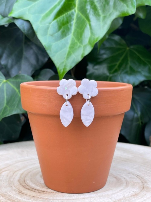 neutral floral earrings