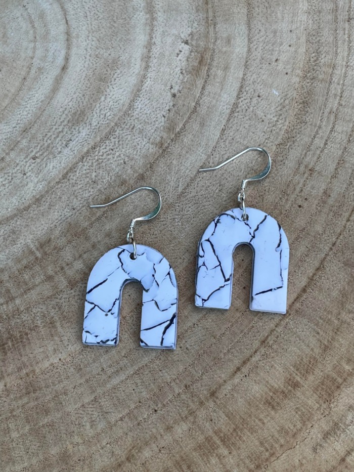 marble hook earrings