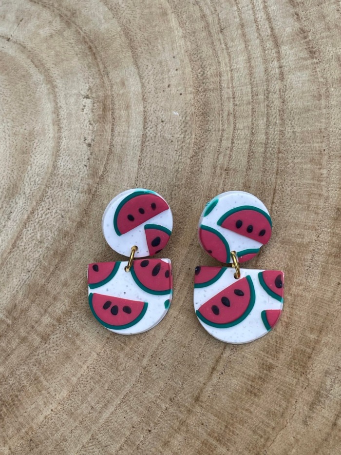 watermelon pattern earrings