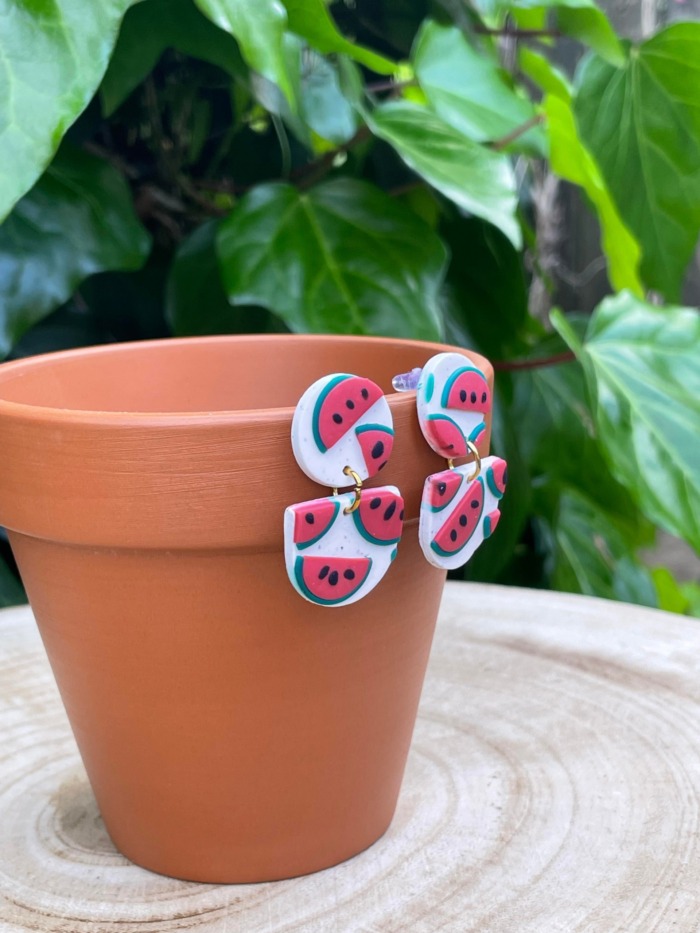 watermelon pattern earrings